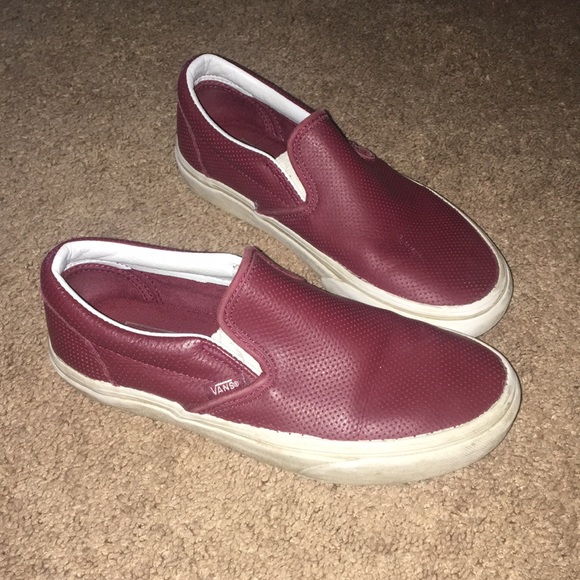 burgundy leather vans